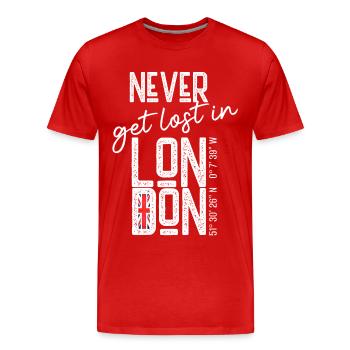 Never get lost in London - Männer Premium Bio T-Shirt - Rot - Vorne - Damien (186cm)