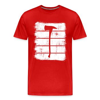 Croquis de hache de pompier - T-shirt bio Premium Homme - rouge - Devant - Damien (186cm)