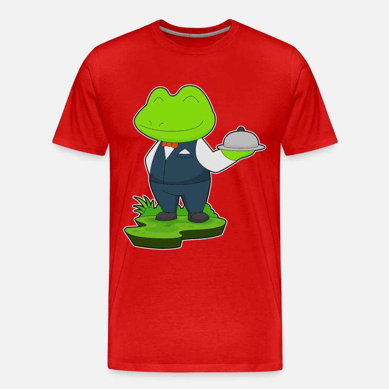 Frosch Kellner Servierplatte - Männer Premium Bio T-Shirt - Rot