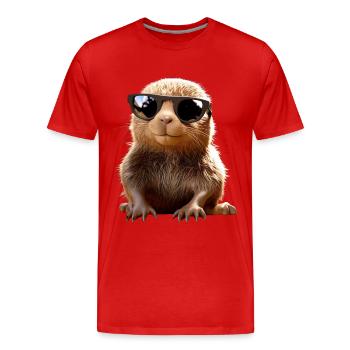 Mole with sunglasses Love Cute Moles - Men's Premium Organic T-Shirt - red - Front - Damien (186cm)
