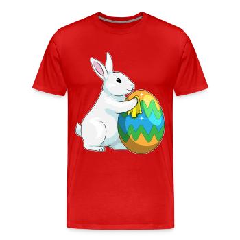 Hase Ostern Reinigung - Männer Premium Bio T-Shirt - Rot - Vorne - Damien (186cm)