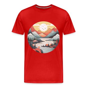 landscape nordic style - Men's Premium Organic T-Shirt - red - Front - Damien (186cm)