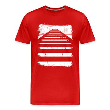 Railroad Track - Men's Premium Organic T-Shirt - red - Front - Damien (186cm)