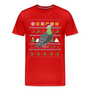 Ugly Christmas Taube - Männer Premium Bio T-Shirt - Rot - Vorne - Damien (186cm)