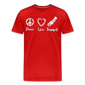 Peace Love Trumpet - Men's Premium Organic T-Shirt - red - Front - Damien (186cm)