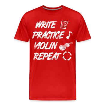 Pratique de l’écriture, répétition du violon - T-shirt bio Premium Homme - rouge - Devant - Damien (186cm)