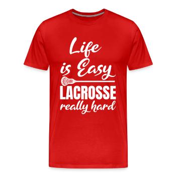 Lacrosse Spieler Motivation - Männer Premium Bio T-Shirt - Rot - Vorne - Damien (186cm)