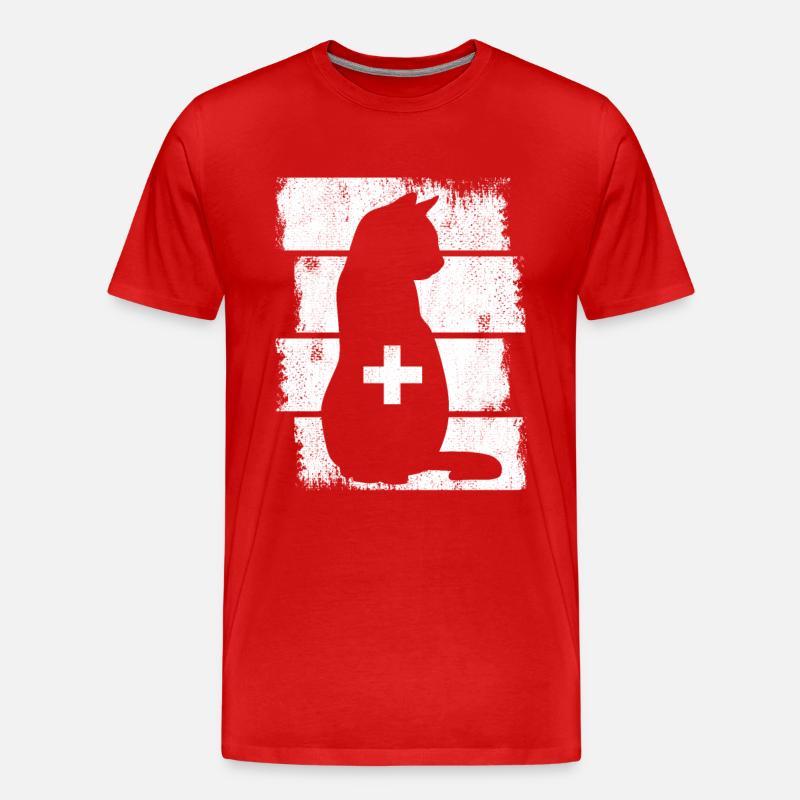 Katzen Tierarzt - Männer Premium Bio T-Shirt - Rot