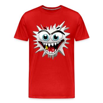Tête de Monstre Effrayant et Délirant - T-shirt bio Premium Homme - rouge - Devant - Damien (186cm)