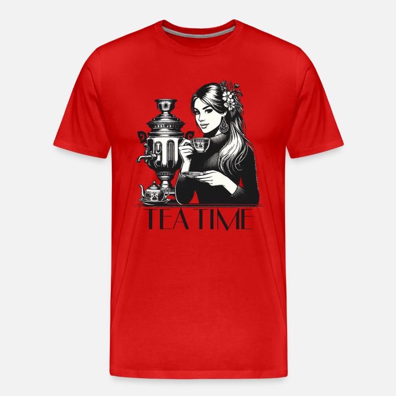 Samowar Teezeit Frau Geschenk - Männer Premium Bio T-Shirt - Rot