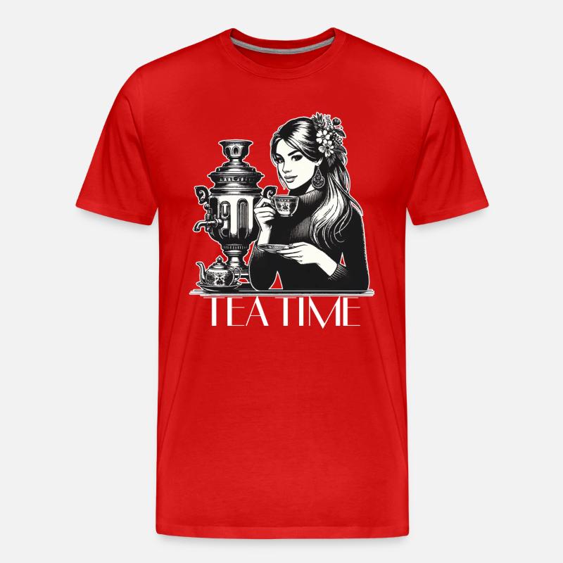 Samowar Teezeit Frau Geschenk - Männer Premium Bio T-Shirt - Rot