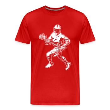 Lacrosse Spieler - Männer Premium Bio T-Shirt - Rot - Vorne - Damien (186cm)
