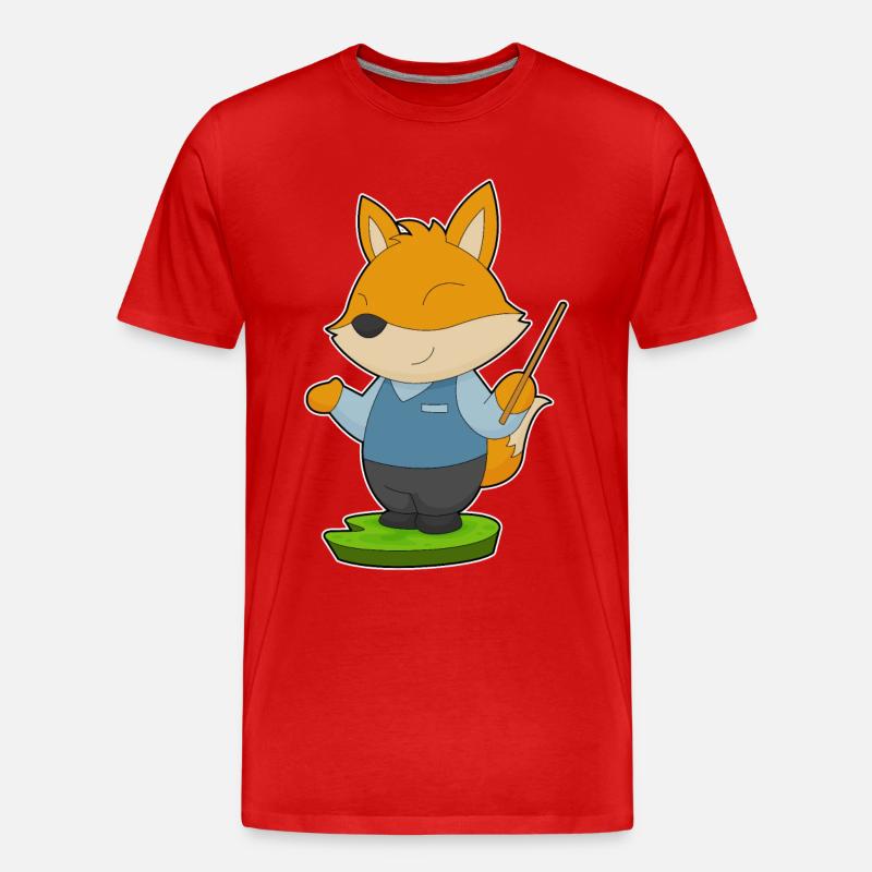Fuchs Lehrer Zeigestab Schule - Männer Premium Bio T-Shirt - Rot