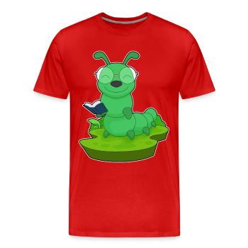 Lunettes de livre Caterpillar Nerd - T-shirt bio Premium Homme - rouge - Devant - Damien (186cm)