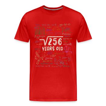 Wurzel aus 256 = 16. Geburtstag - Geschenk - Männer Premium Bio T-Shirt - Rot - Vorne - Damien (186cm)