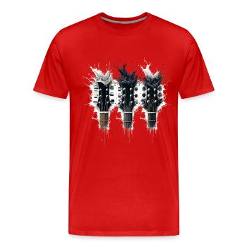 Guitar Head Trio & Splash T-Shirt - Männer Premium Bio T-Shirt - Rot - Vorne - Damien (186cm)