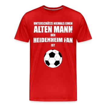 Alter Mann - Heidenheim Fan | Retro Vintage Design - Männer Premium Bio T-Shirt - Rot - Vorne - Damien (186cm)