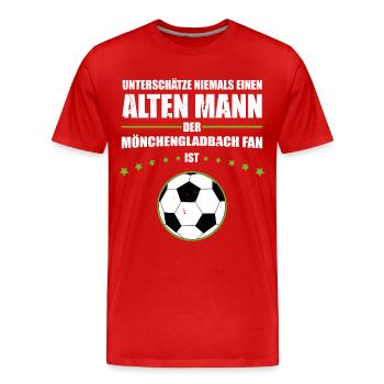 Alter Mann - Mönchengladbach Fan | Retro Vintage - Männer Premium Bio T-Shirt - Rot - Vorne - Damien (186cm)