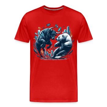 Finance Taureau Bear Fight Wall Street cadeau - T-shirt bio Premium Homme - rouge - Devant - Damien (186cm)
