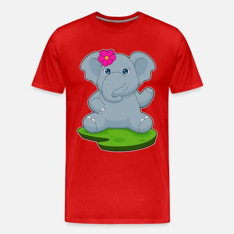 Elefant Blume - Männer Premium Bio T-Shirt - Rot