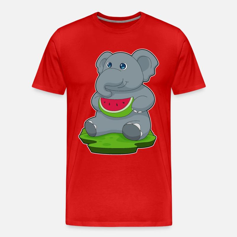 Elefant Wassermelone Frucht - Männer Premium Bio T-Shirt - Rot