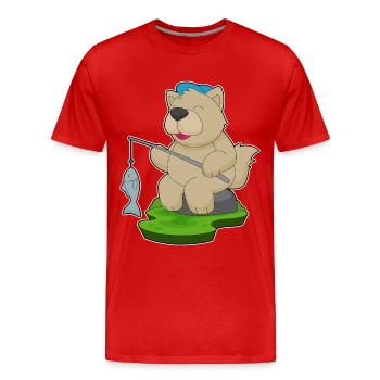 Chien Pêcheur Pêche Aux Poissons - T-shirt bio Premium Homme - rouge - Devant - Damien (186cm)