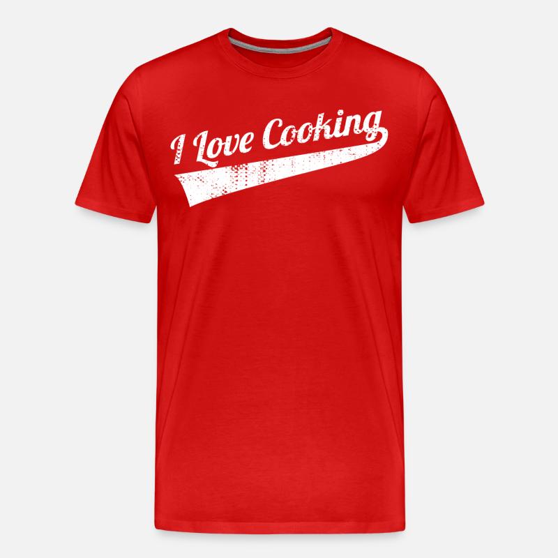 Ich liebe es zu kochen - Männer Premium Bio T-Shirt - Rot
