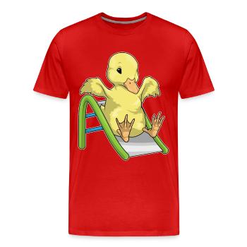Duck Slide - Men's Premium Organic T-Shirt - red - Front - Damien (186cm)
