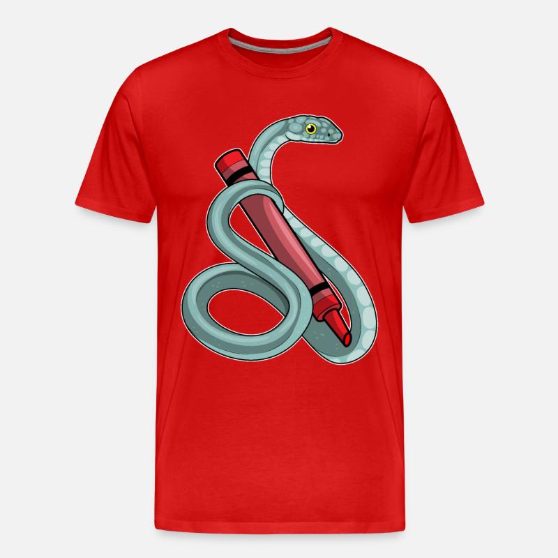 École de crayon Snake Student - T-shirt bio Premium Homme - rouge