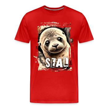 Phoque bébé phoque - T-shirt bio Premium Homme - rouge - Devant - Damien (186cm)