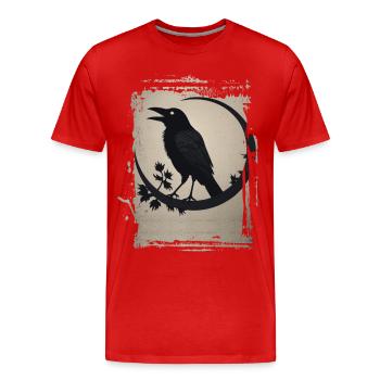 Rabe auf Ast sitzend - Männer Premium Bio T-Shirt - Rot - Vorne - Damien (186cm)