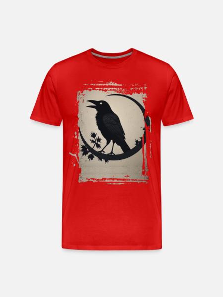 Raven sitting on branch - Men's Premium Organic T-Shirt - red