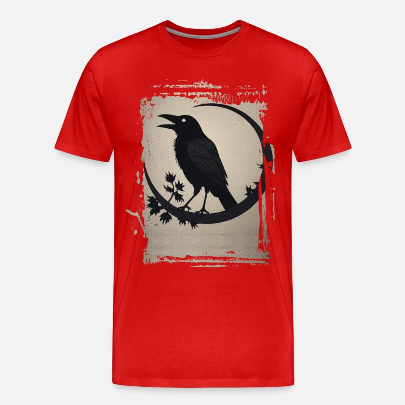 Rabe auf Ast sitzend - Männer Premium Bio T-Shirt - Rot