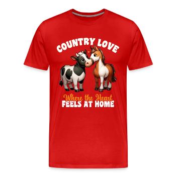 L’amour de la campagne où le cœur est à la maison, la vie à la campagne - T-shirt bio Premium Homme - rouge - Devant - Damien (186cm)