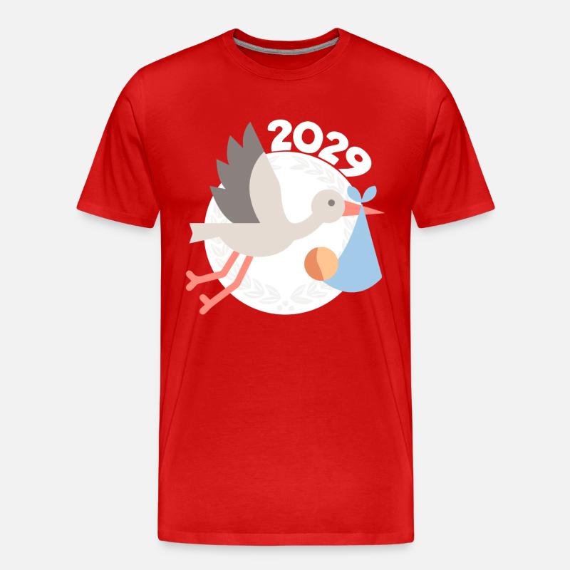 Storch mit Baby 2029 - Männer Premium Bio T-Shirt - Rot