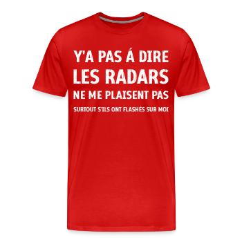 Logo Les radars ont flashés sur moi humour - T-shirt bio Premium Homme - rouge - Devant - Damien (186cm)