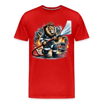 Fire Truck Lion Gift - Men's Premium Organic T-Shirt - red - Front - Damien (186cm)