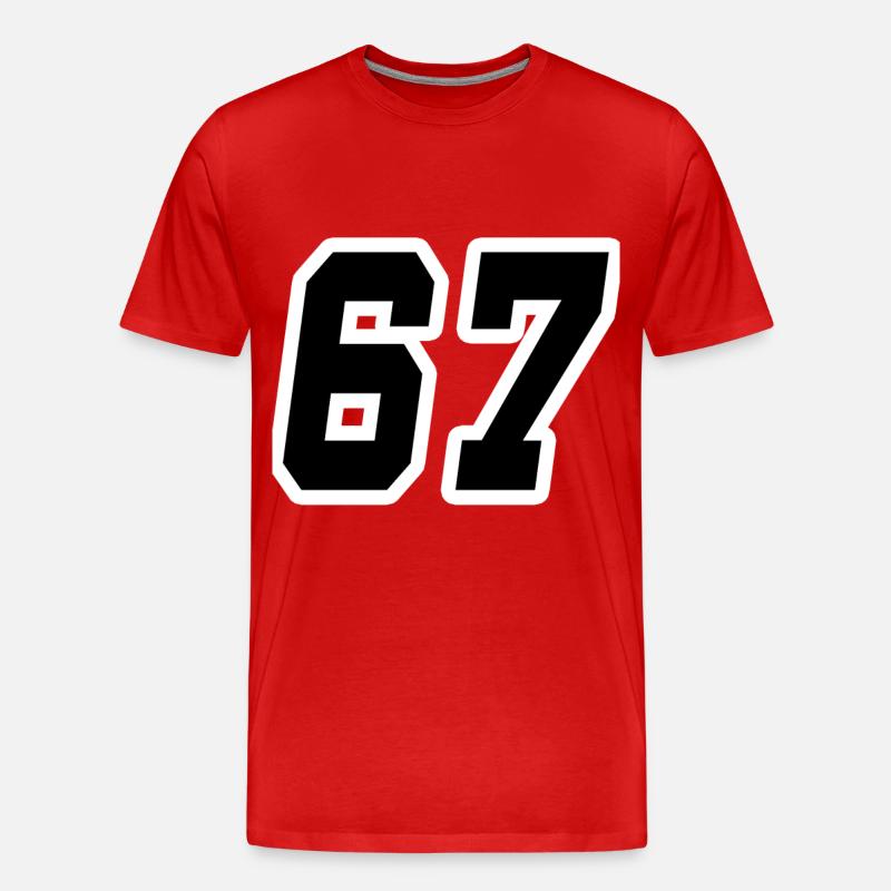 Nummer siebenundsechzig 67 - Männer Premium Bio T-Shirt - Rot