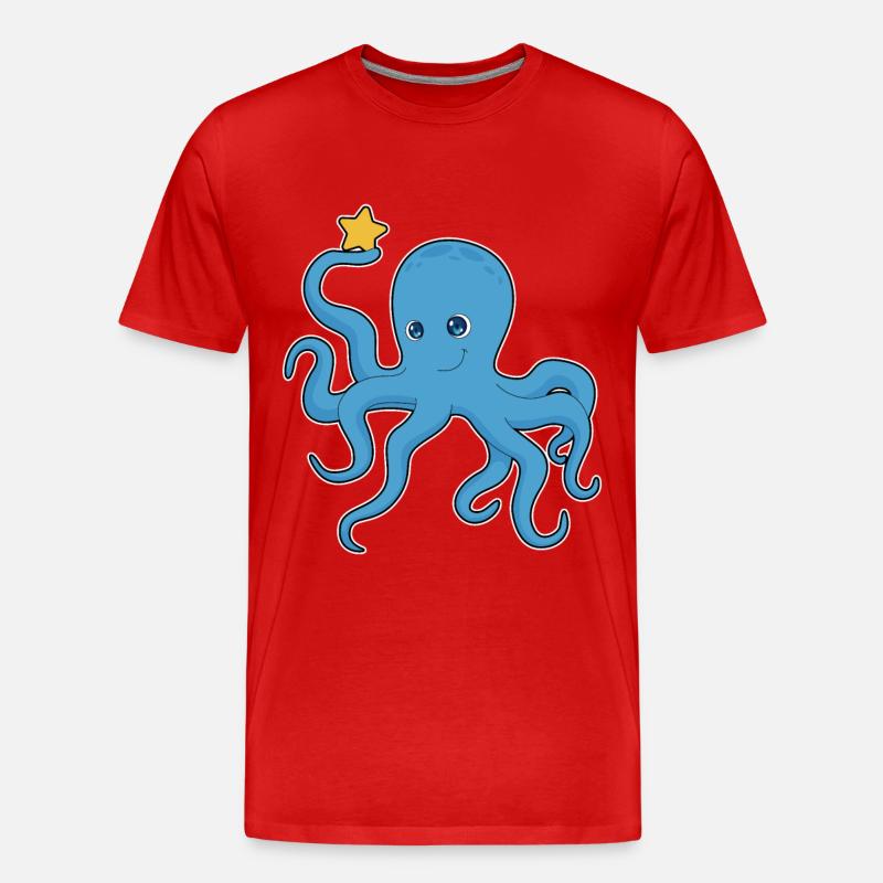 Krake Stern - Männer Premium Bio T-Shirt - Rot