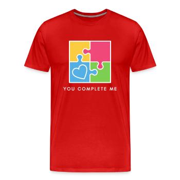 Du vervollständigst mich wahre Liebe Valentinstag - Männer Premium Bio T-Shirt - Rot - Vorne - Damien (186cm)