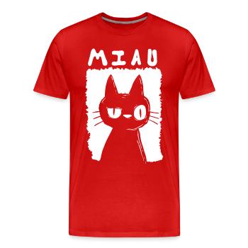 Miaou - T-shirt bio Premium Homme - rouge - Devant - Damien (186cm)