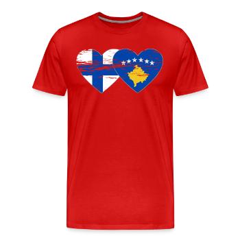 Finnland Kosovo Flagge Herz used - Männer Premium Bio T-Shirt - Rot - Vorne - Damien (186cm)