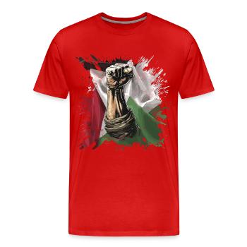 Drapeau du poing de la Palestine libre Gaza - T-shirt bio Premium Homme - rouge - Devant - Damien (186cm)