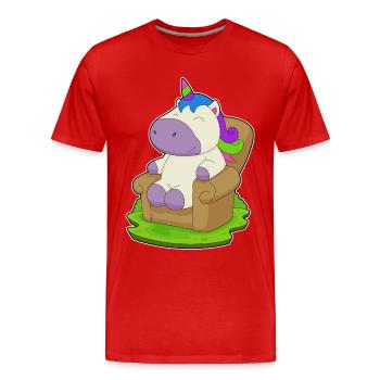 Einhorn Sessel - Männer Premium Bio T-Shirt - Rot - Vorne - Damien (186cm)