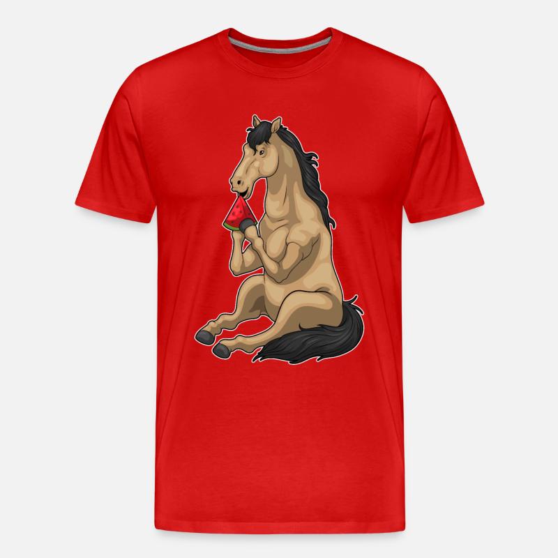 Pferd Wassermelone Frucht - Männer Premium Bio T-Shirt - Rot