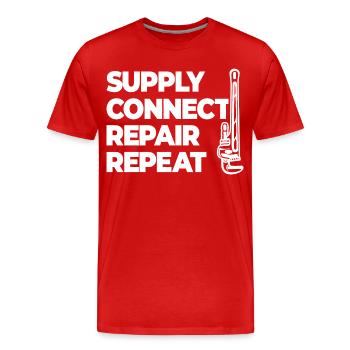 Supplying, connecting, repairing, plumbing - Men's Premium Organic T-Shirt - red - Front - Damien (186cm)