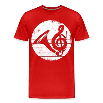 French Horn Drawing - Men's Premium Organic T-Shirt - red - Front - Damien (186cm)