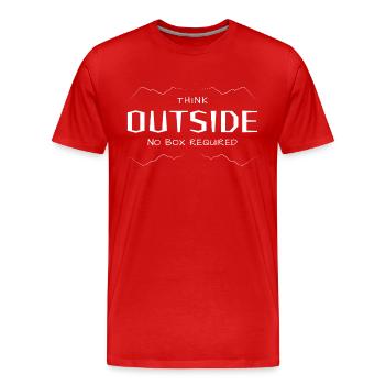Think Outside - Quer denken ohne Box. - Männer Premium Bio T-Shirt - Rot - Vorne - Damien (186cm)