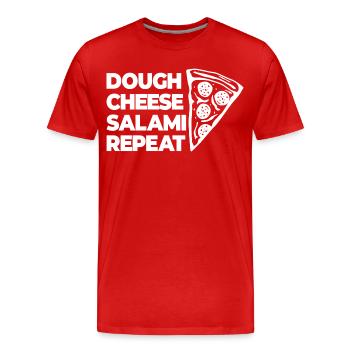 Teig Käse Salami Nochmal - Männer Premium Bio T-Shirt - Rot - Vorne - Damien (186cm)
