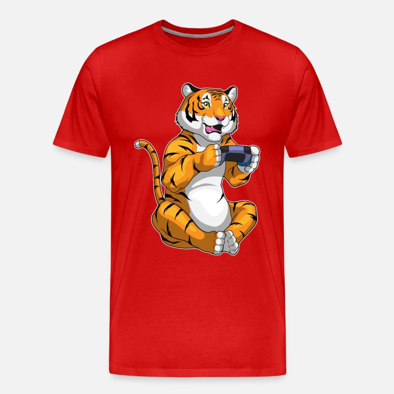 Tiger Gamer Controller - Men's Premium Organic T-Shirt - red